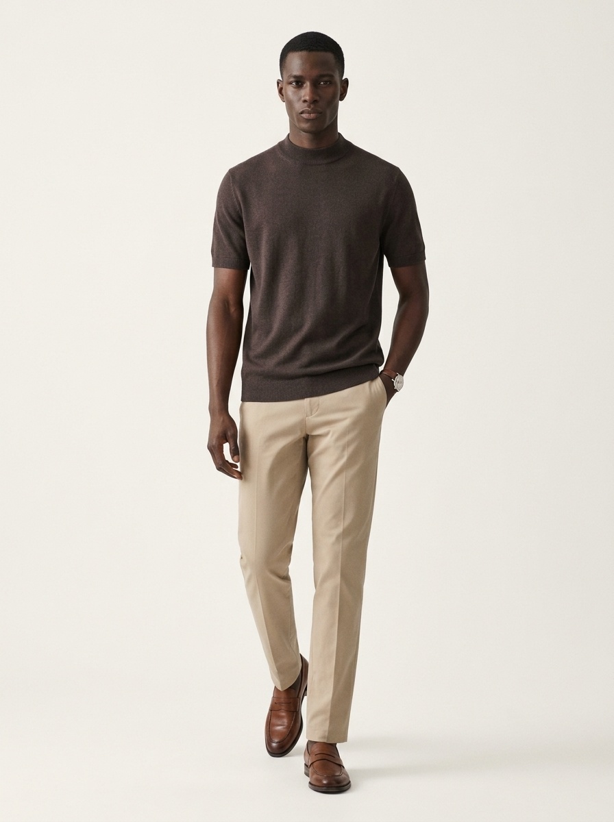 Men's Mock Neck Short Knit Sweater
