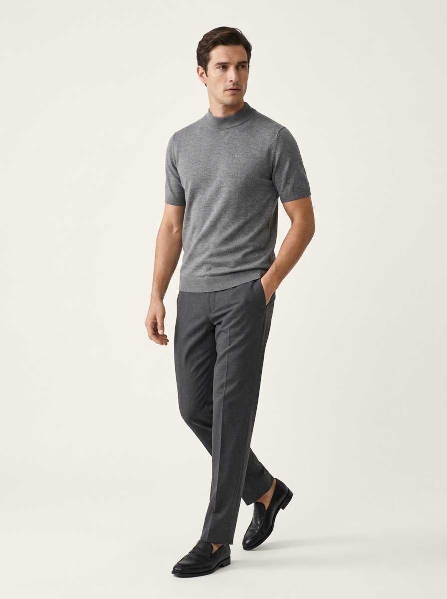 Men's Mock Neck Short Knit Sweater