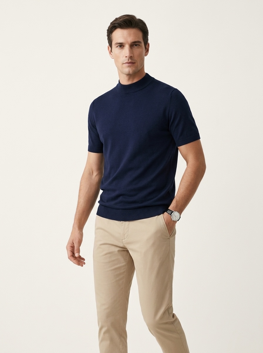 Men's Mock Neck Short Knit Sweater