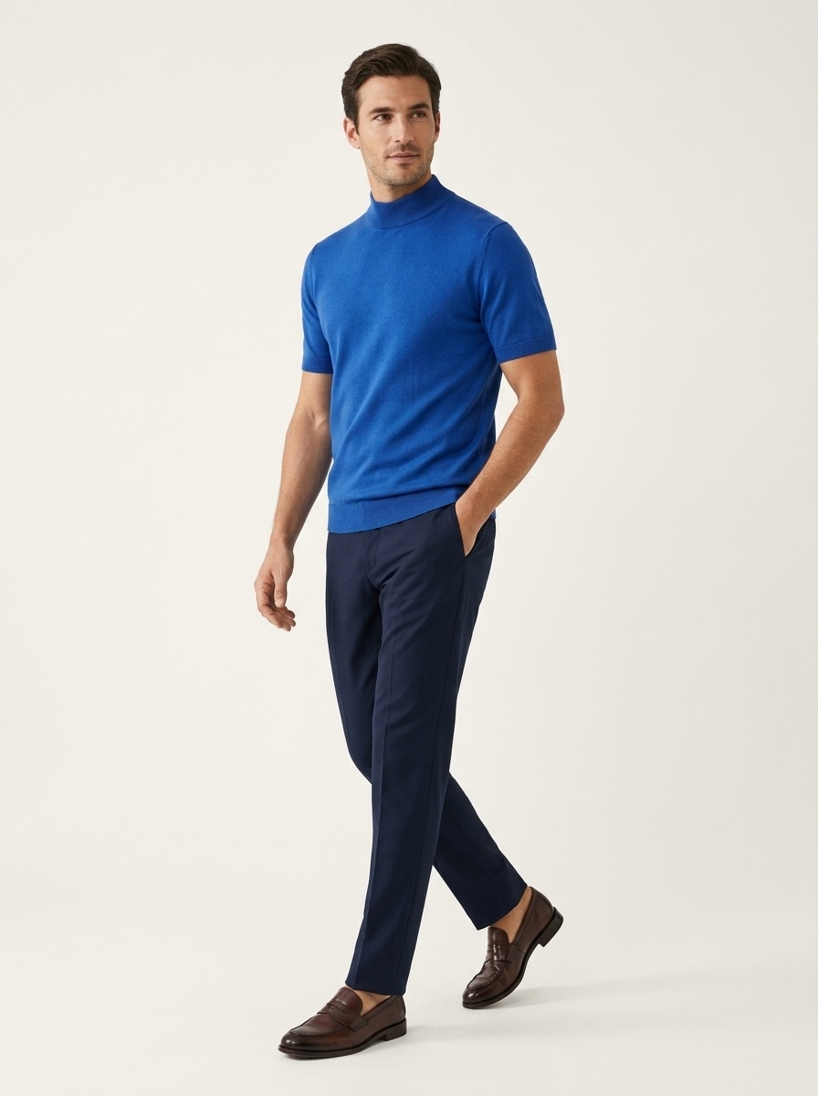 Men's Mock Neck Short Knit Sweater