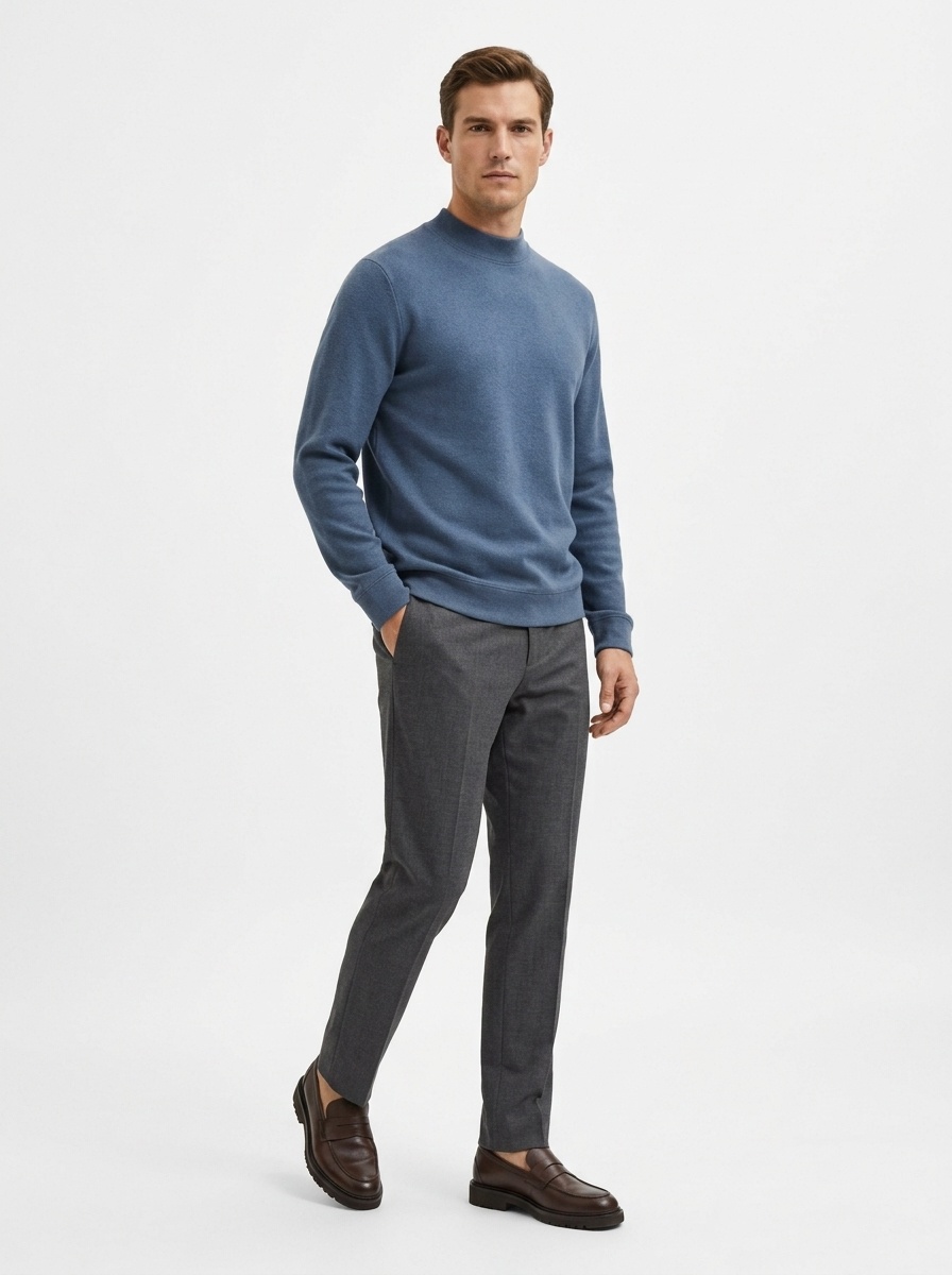 Men's Mock Neck Long Sleeve Thermal Knit Sweater