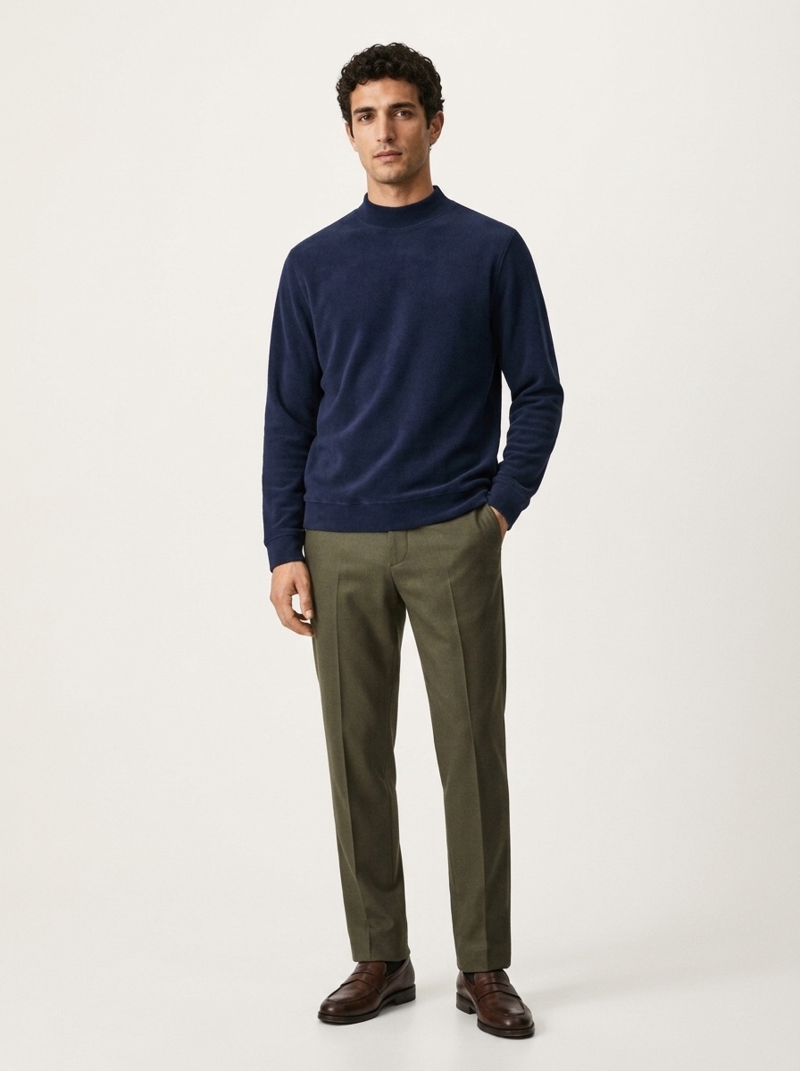 Men's Mock Neck Long Sleeve Thermal Knit Sweater