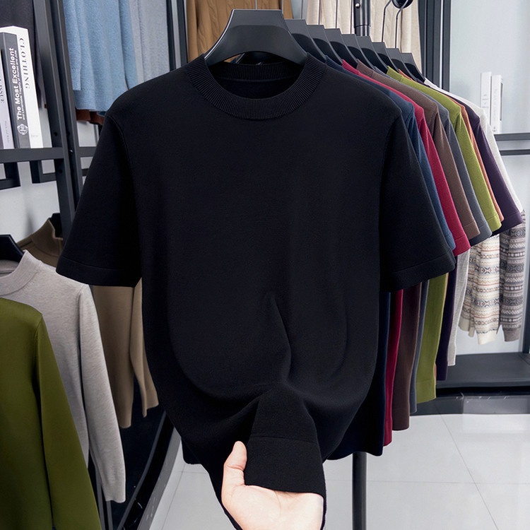 Men's Short Sleeve Crewneck Knit T-Shirt
