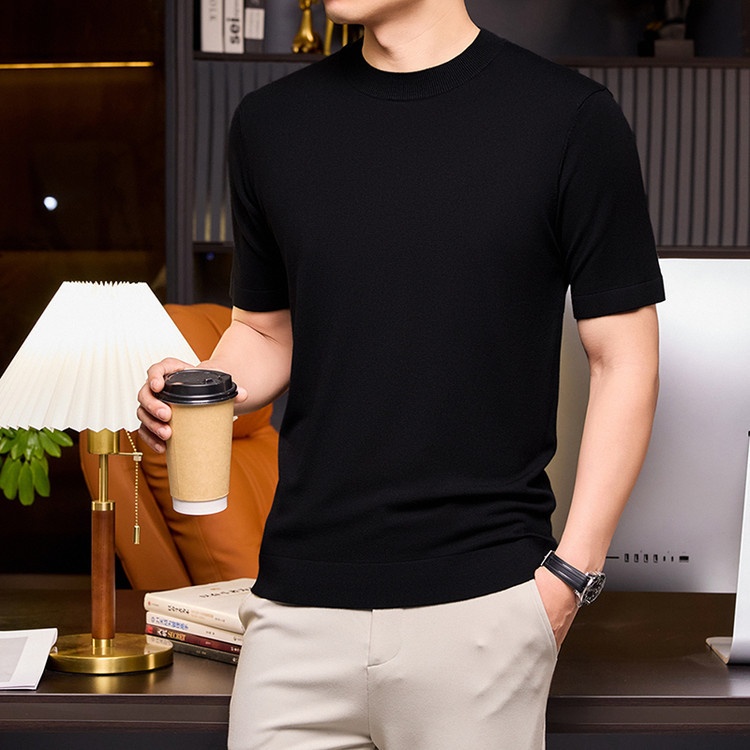 Men's Short Sleeve Crewneck Knit T-Shirt