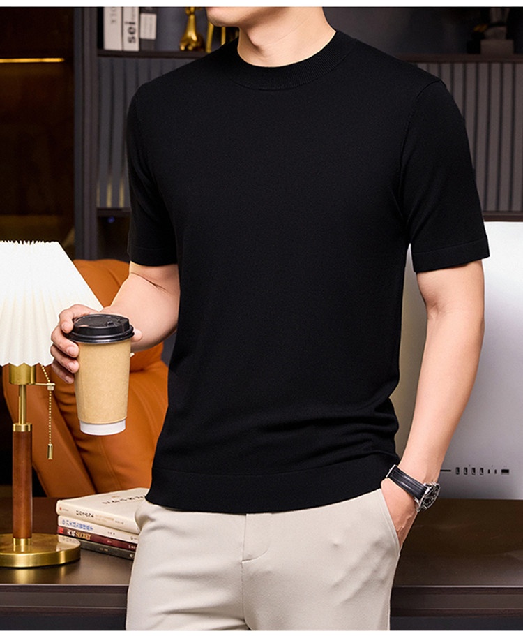 Men's Short Sleeve Crewneck Knit T-Shirt