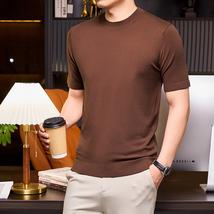 Men's Short Sleeve Crewneck Knit T-Shirt