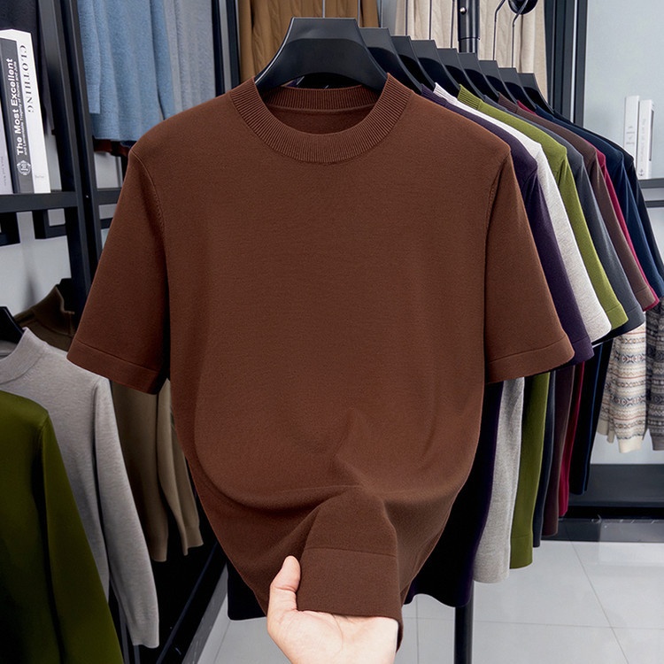 Men's Short Sleeve Crewneck Knit T-Shirt