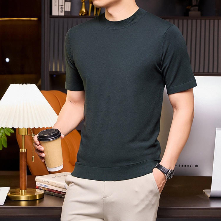 Men's Short Sleeve Crewneck Knit T-Shirt