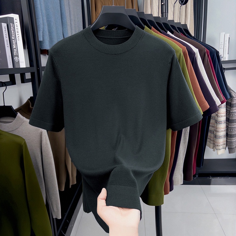 Men's Short Sleeve Crewneck Knit T-Shirt