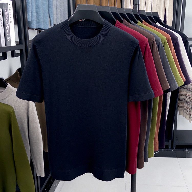 Men's Short Sleeve Crewneck Knit T-Shirt