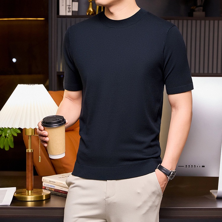 Men's Short Sleeve Crewneck Knit T-Shirt