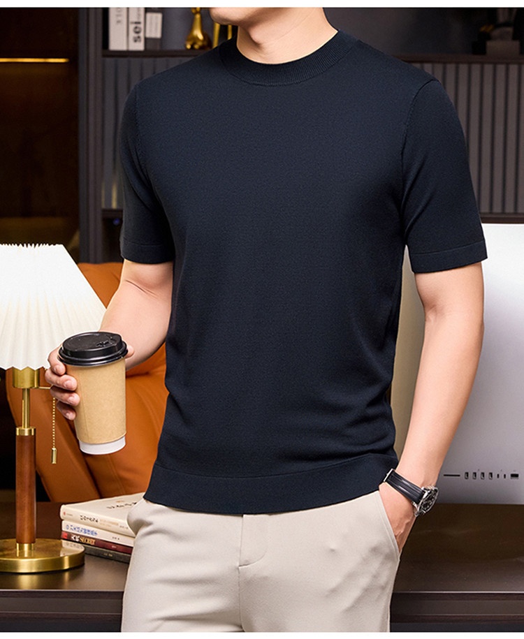 Men's Short Sleeve Crewneck Knit T-Shirt