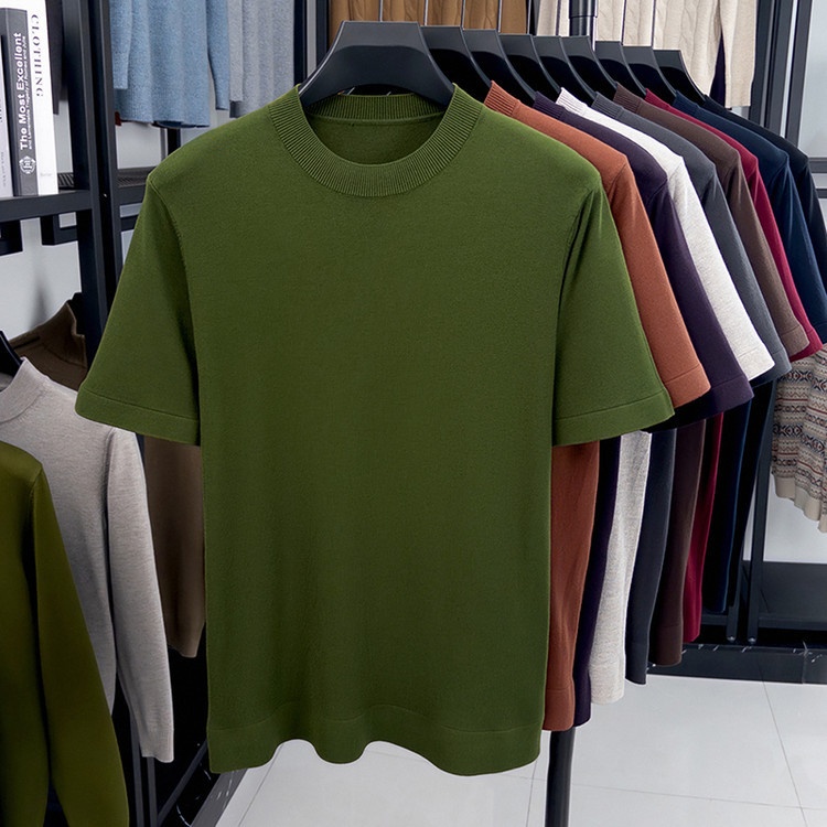 Men's Short Sleeve Crewneck Knit T-Shirt