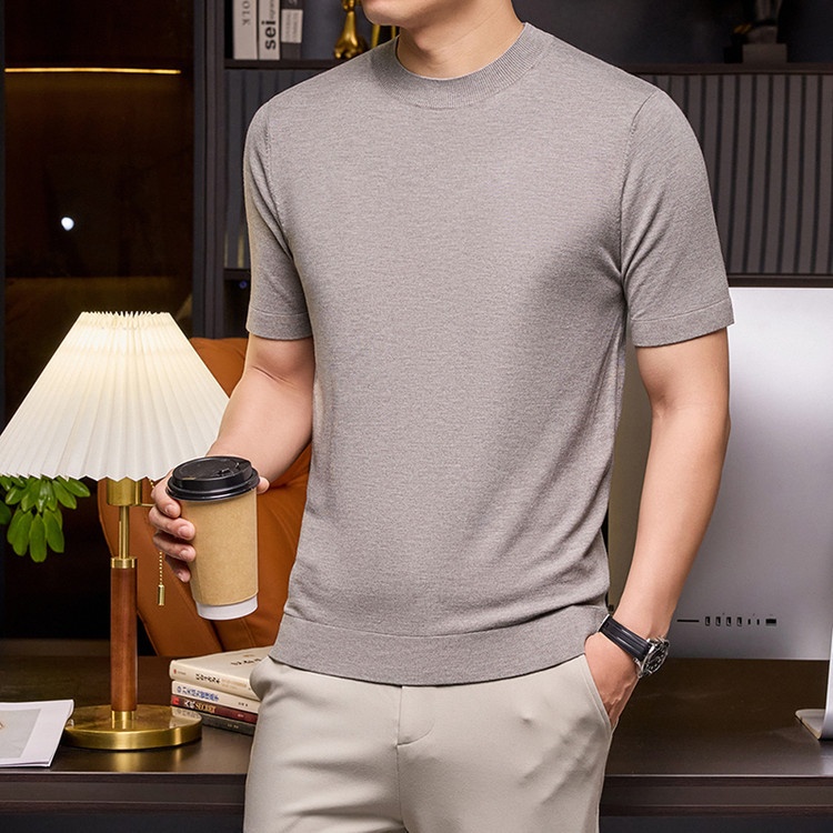 Men's Short Sleeve Crewneck Knit T-Shirt