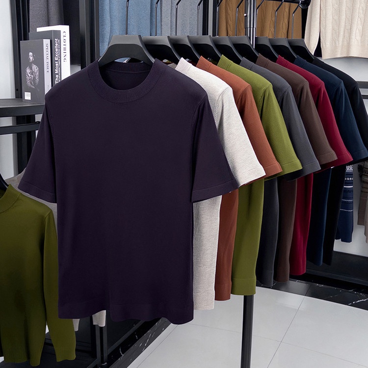 Men's Short Sleeve Crewneck Knit T-Shirt