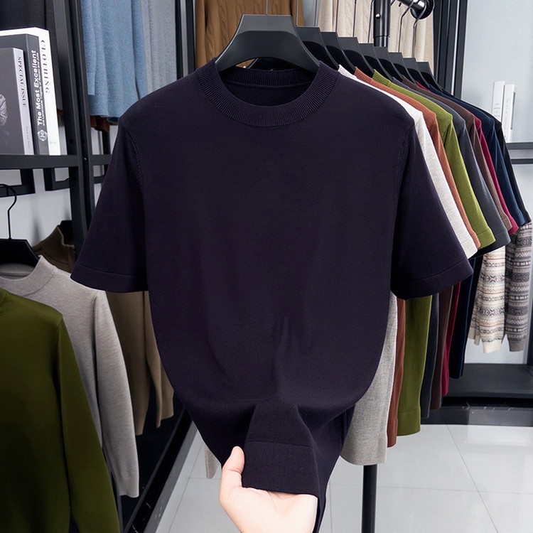 Men's Short Sleeve Crewneck Knit T-Shirt