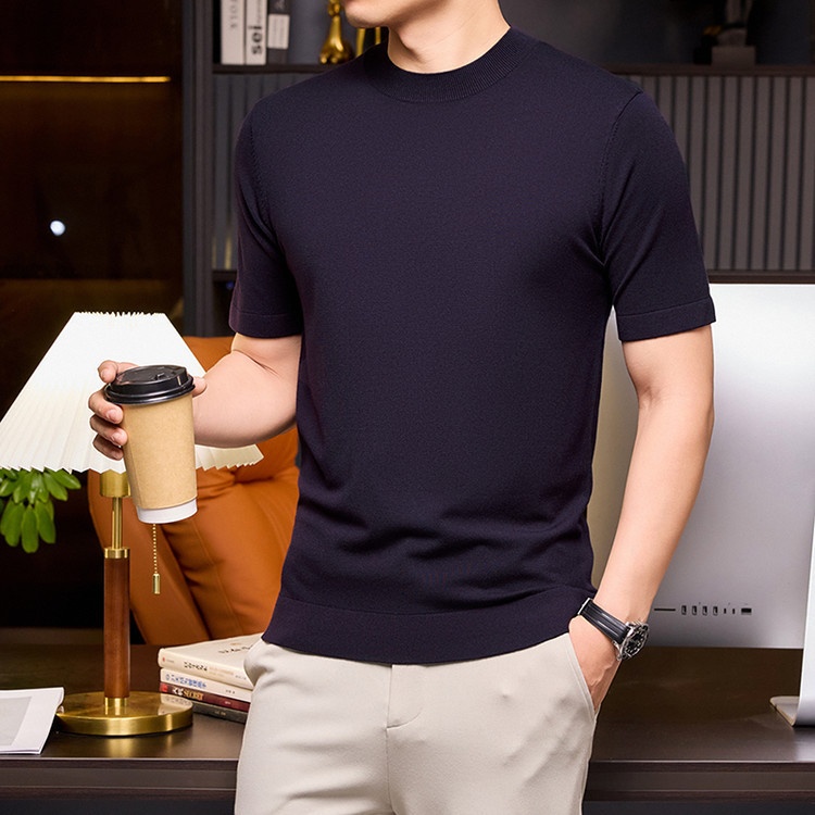 Men's Short Sleeve Crewneck Knit T-Shirt