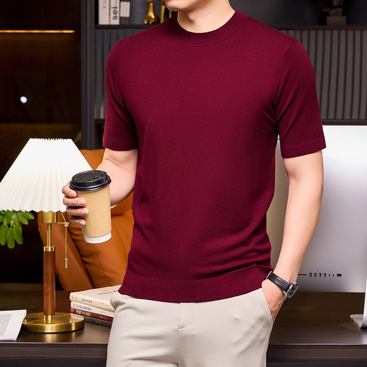 Men's Short Sleeve Crewneck Knit T-Shirt