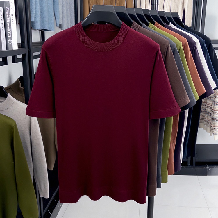 Men's Short Sleeve Crewneck Knit T-Shirt