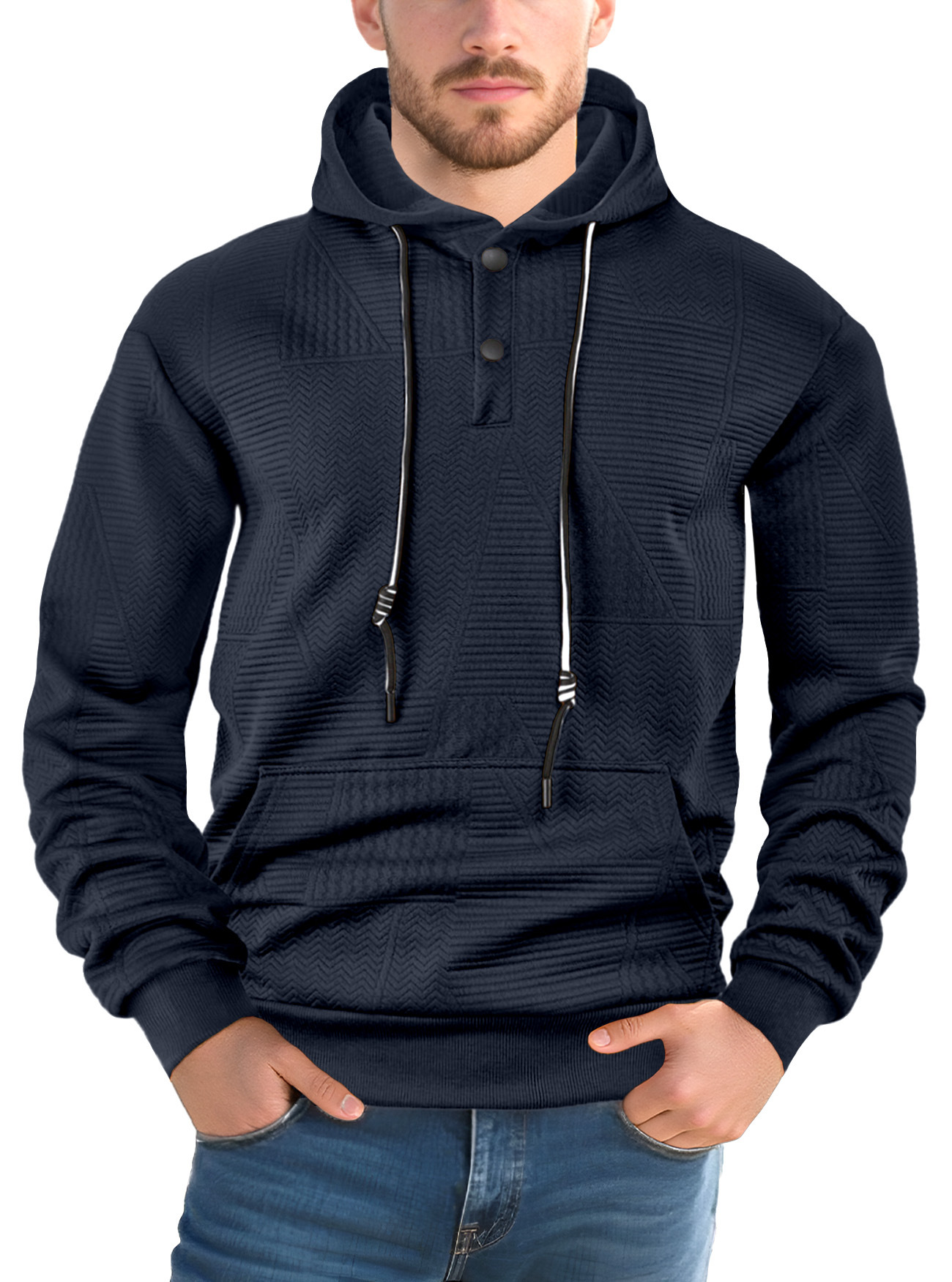 Cotton Blend Pullover Hoodie - Casual Long Sleeve Sweatshirt NDF-00046