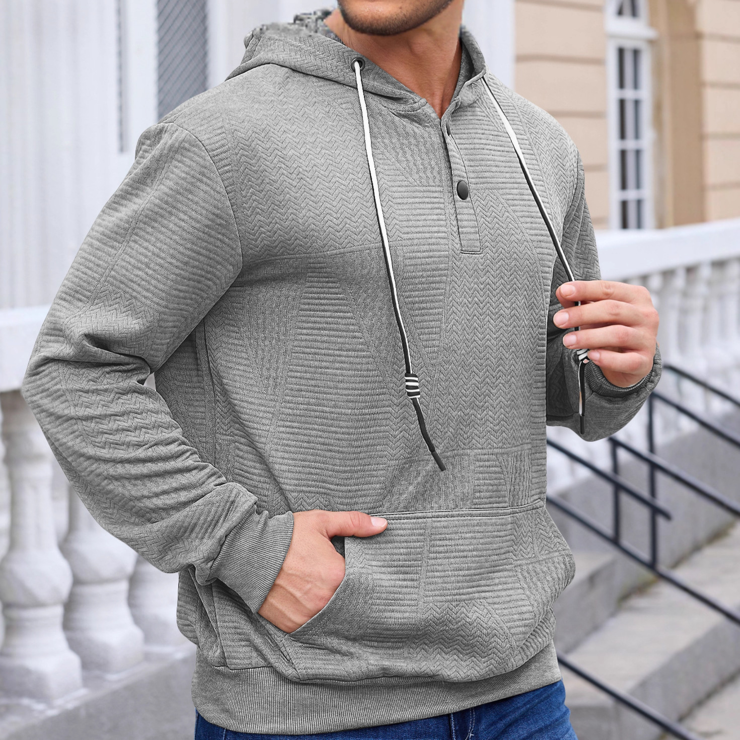 Cotton Blend Pullover Hoodie - Casual Long Sleeve Sweatshirt NDF-00046