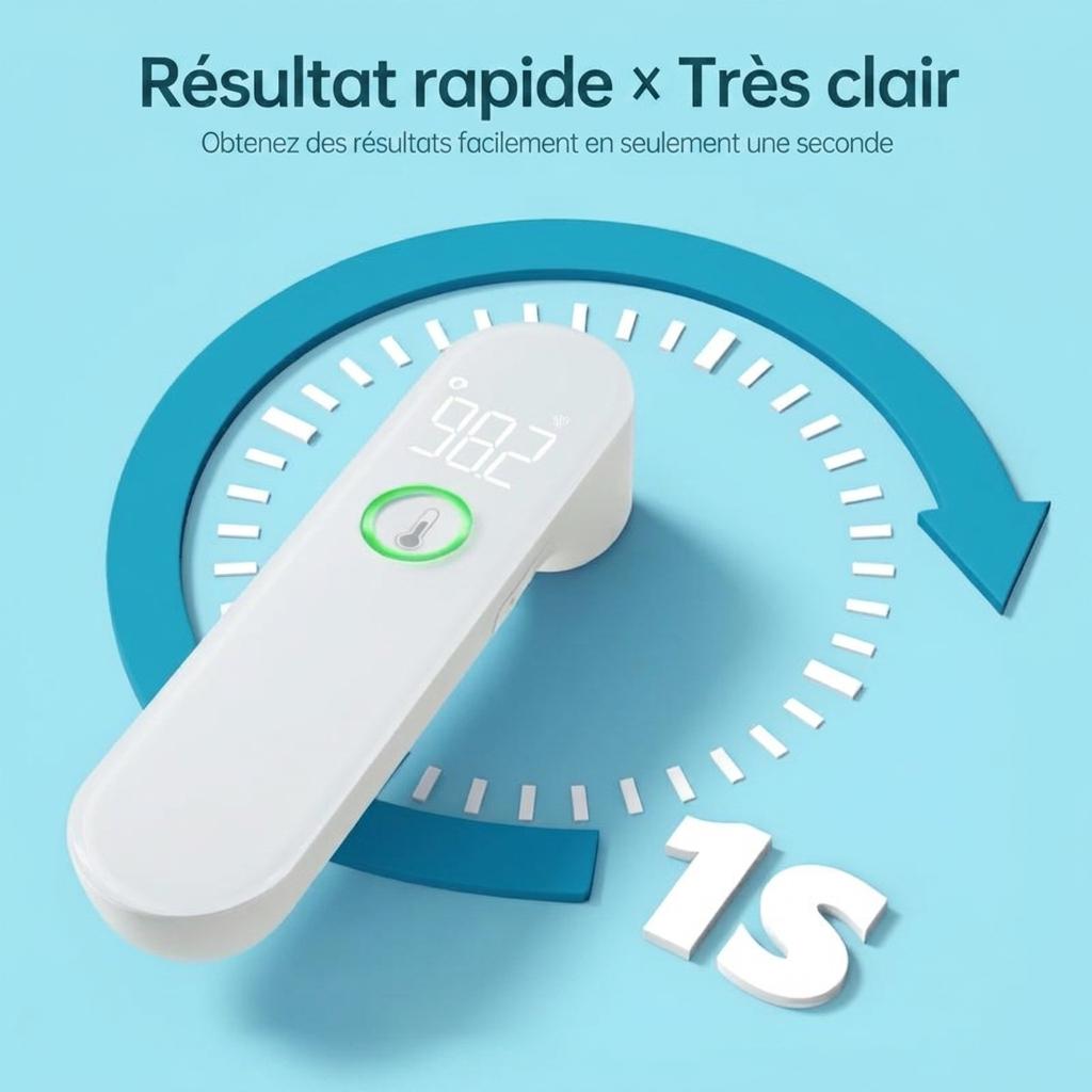 Thermomètre frontal infrarouge portable sans contact avec écran LED et capteur à point lumineux
