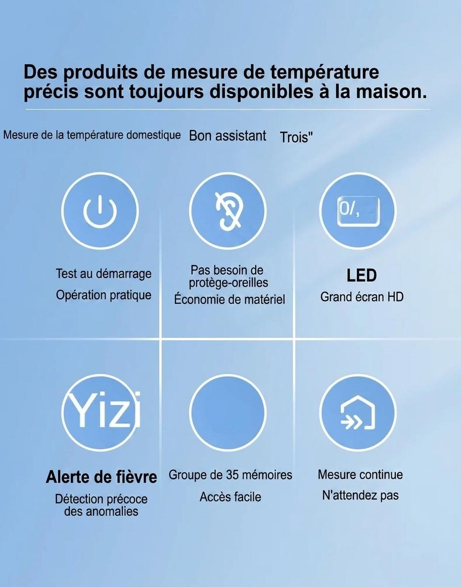 Thermomètre frontal infrarouge portable sans contact avec écran LED et capteur à point lumineux