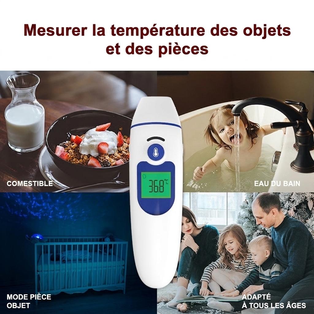 Thermomètre électronique infrarouge domestique, thermomètre médical frontal et auriculaire pour nourrissons et adultes