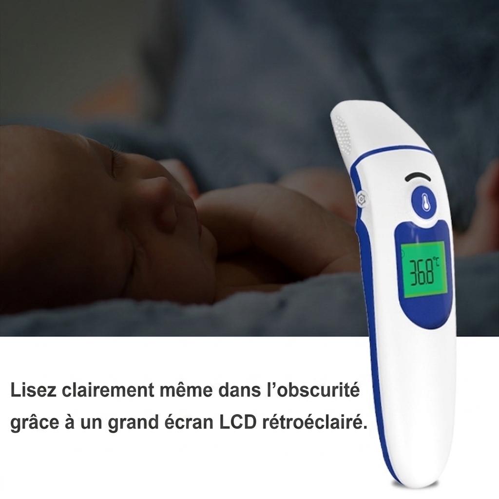 Thermomètre électronique infrarouge domestique, thermomètre médical frontal et auriculaire pour nourrissons et adultes