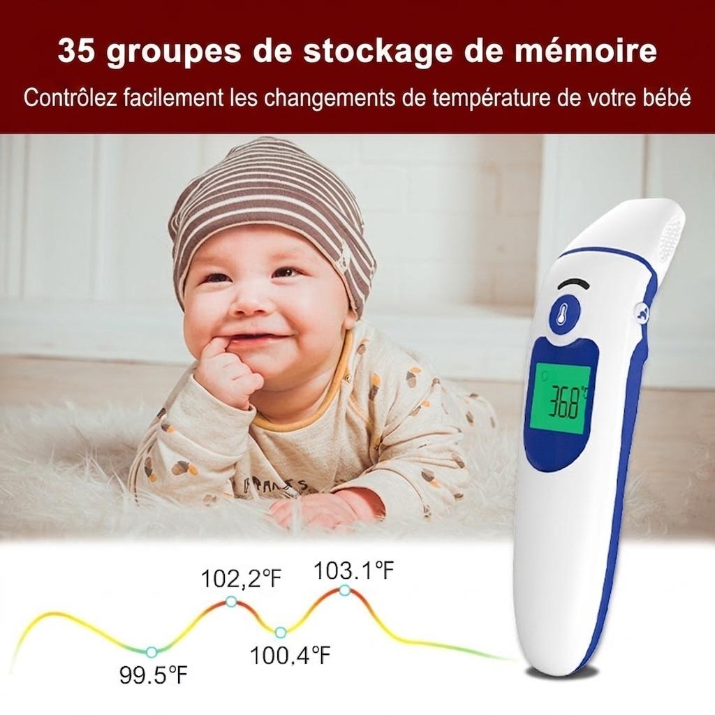 Thermomètre électronique infrarouge domestique, thermomètre médical frontal et auriculaire pour nourrissons et adultes