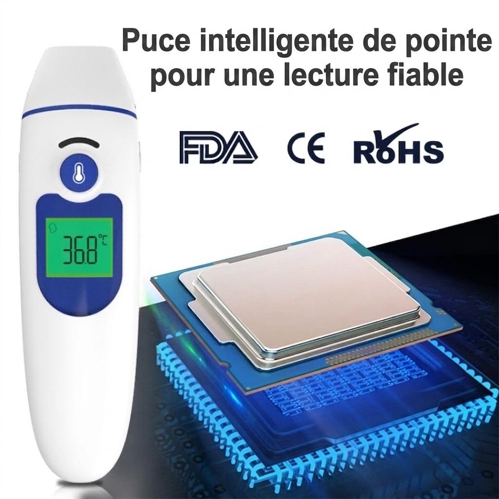 Thermomètre électronique infrarouge domestique, thermomètre médical frontal et auriculaire pour nourrissons et adultes