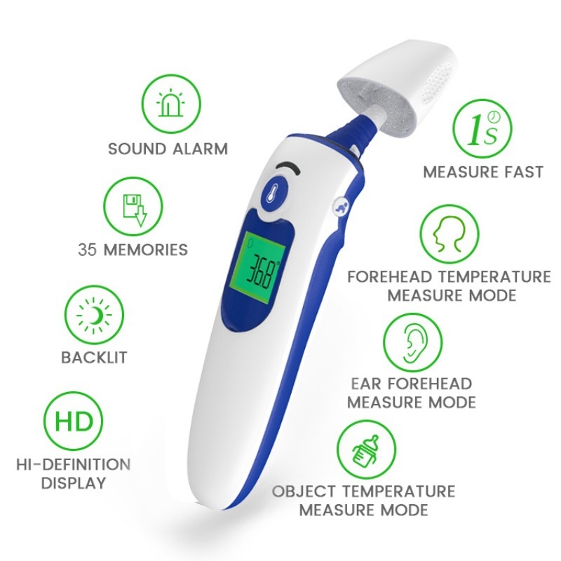 Thermomètre électronique infrarouge domestique, thermomètre médical frontal et auriculaire pour nourrissons et adultes