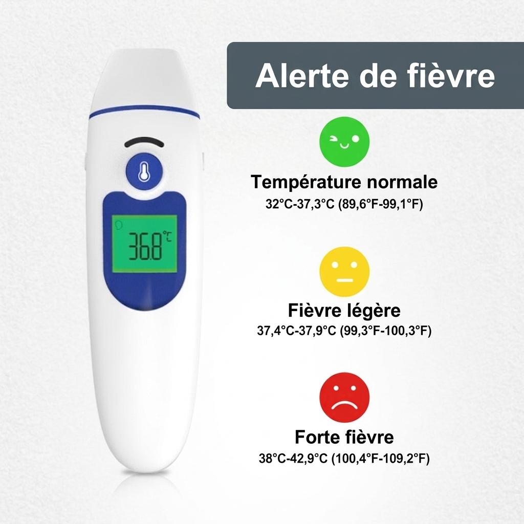 Thermomètre électronique infrarouge domestique, thermomètre médical frontal et auriculaire pour nourrissons et adultes