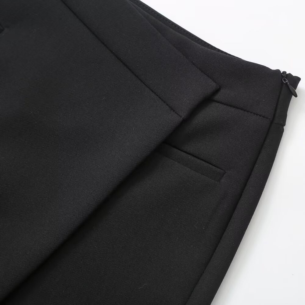 Falda asimétrica para mujer - Elegante pantalón negro KUN-00032