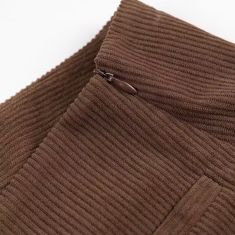 Corduroy A-Line Skirt - Versatile Fashion KUN-00036