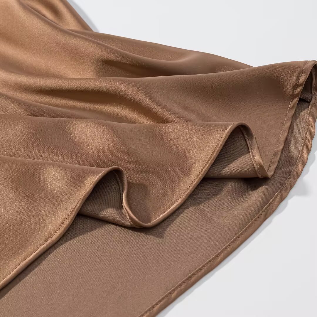 Satin-Midikleid, asymmetrisch, elegant, KUN-00064