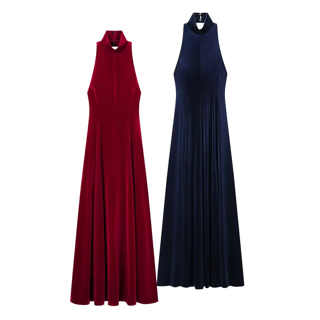 Vestido largo halter con espalda descubierta para mujer - Elegante y versátil KUN-00030