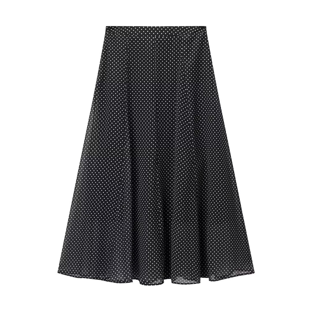 Blusa y vestido largo con lazo de lunares para mujer KUN-00021