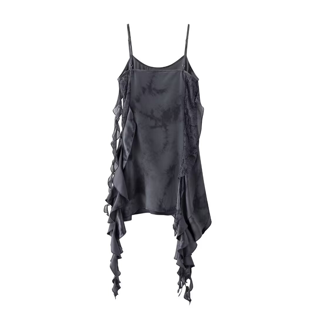 Robe-débardeur asymétrique en dentelle pour femme - Élégante et polyvalente KUN-00019