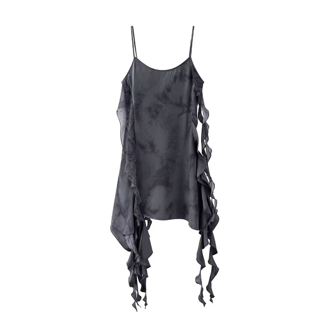 Robe-débardeur asymétrique en dentelle pour femme - Élégante et polyvalente KUN-00019