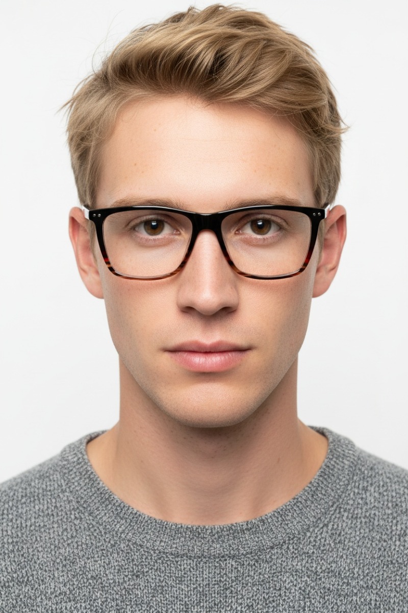 Rectangular Brown Acetate Glasses #BS1902-0006