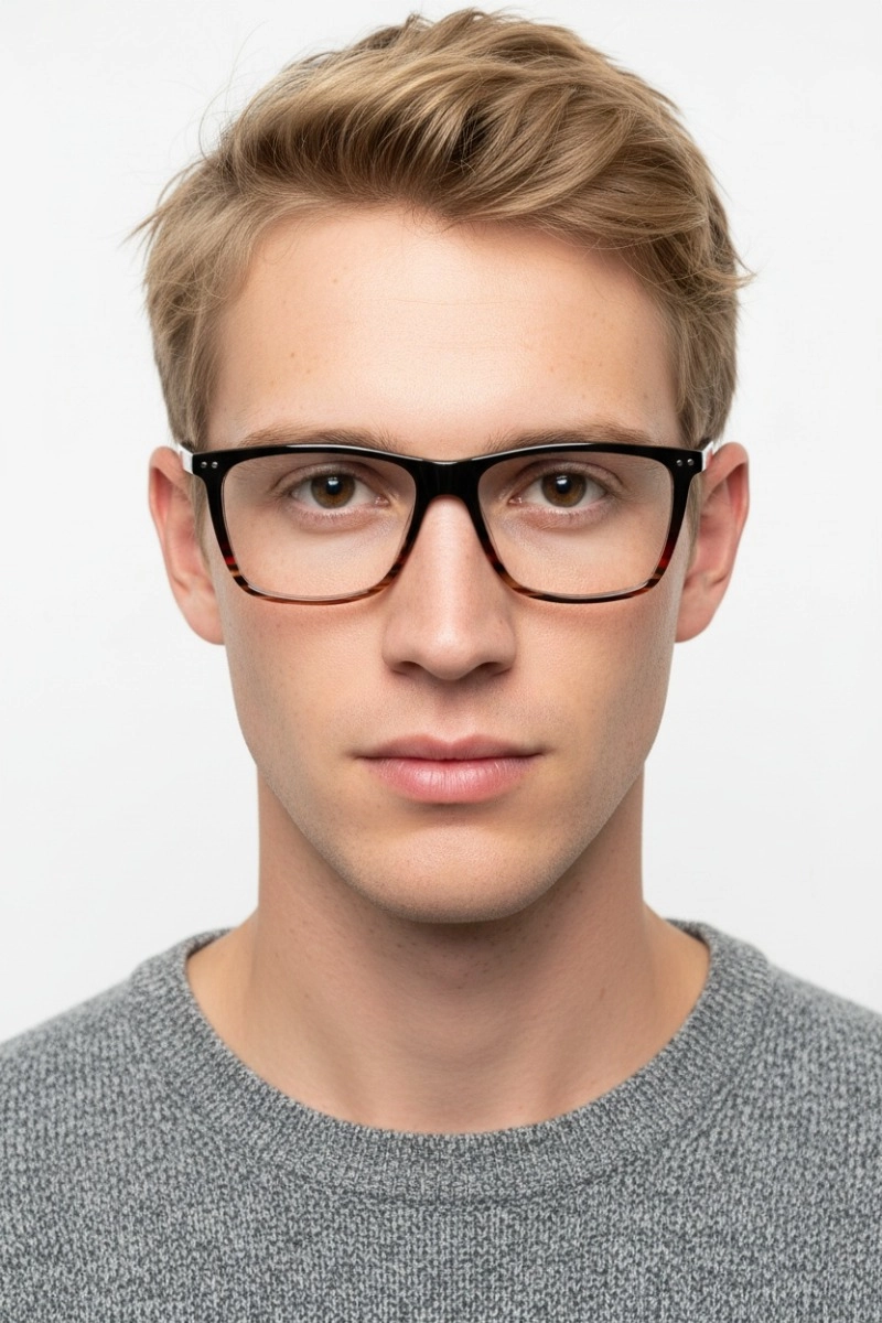 Rectangular Brown Acetate Glasses #BS1902-0006