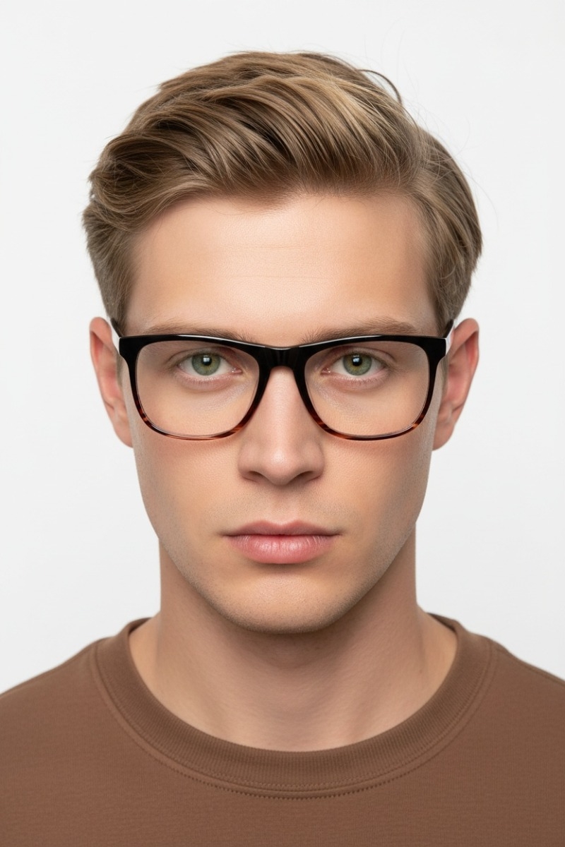 Rectangular Tortoiseshell Acetate Glasses #BS1902-0047
