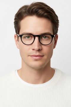 Oval Black Acetate Glasses #BS1902-0110