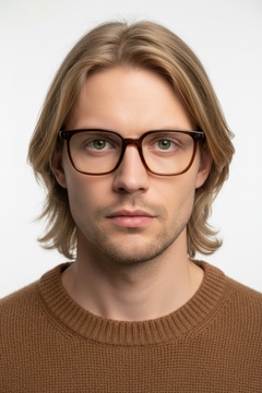 Gafas rectangulares de acetato marrón #BS1902-0119