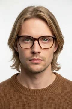 Rectangular Brown Acetate Glasses #BS1902-0119
