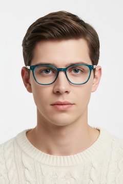 Lunettes rectangulaires en acétate bleu #BS1902-0131