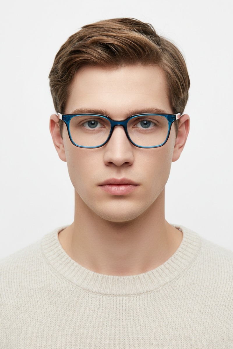 Rectangular Blue Acetate Glasses #BS1902-0134