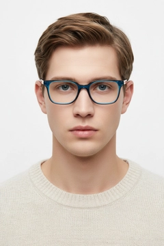 Rectangular Blue Acetate Glasses #BS1902-0134
