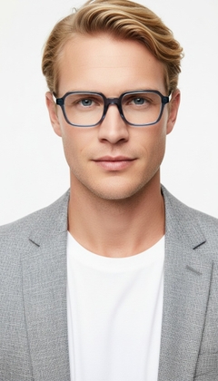 Rectangular Blue Acetate Glasses #BS1902-0147